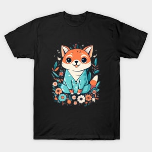 Very cute Fox with blue shirt T-Shirt